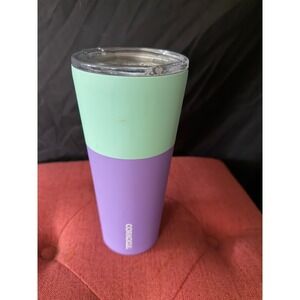 Corkcicle 24oz Insulated Tumbler Mint Green Purple Stainless Steel Lid
